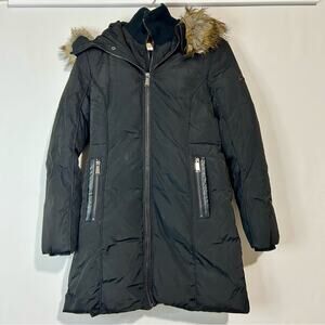 Michael Kors Women’s Faux Fur Trim Double Puffer Jacket Black Size XS FLAW